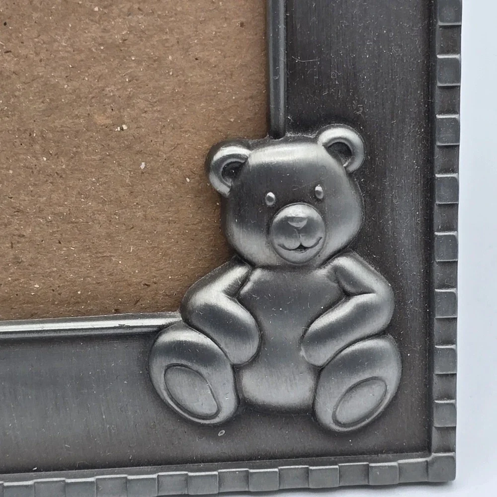 Teddy Bear on Rocking Horse Baby Picture Photo Frame‎ for 2x3 Photo Vtg Petwer